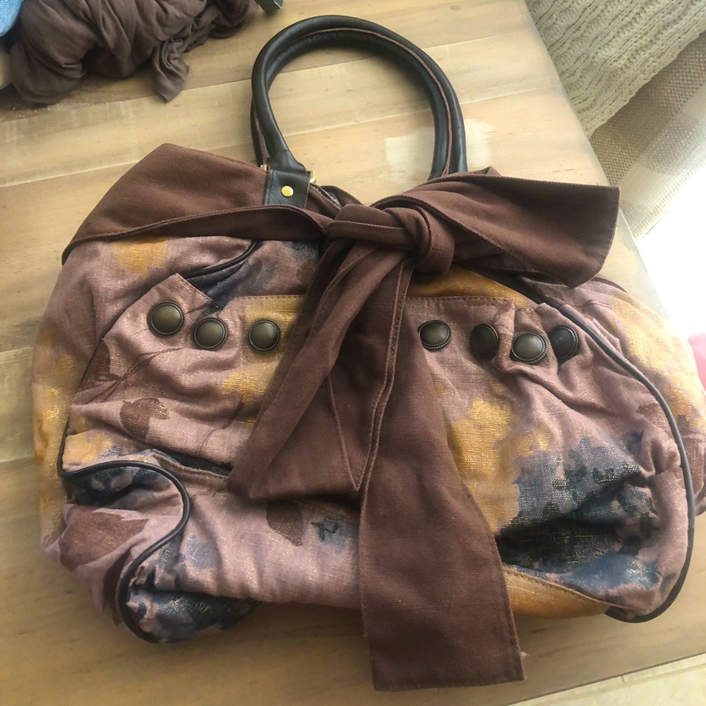 Anthropologie/Deux Lux floral bow tote bag